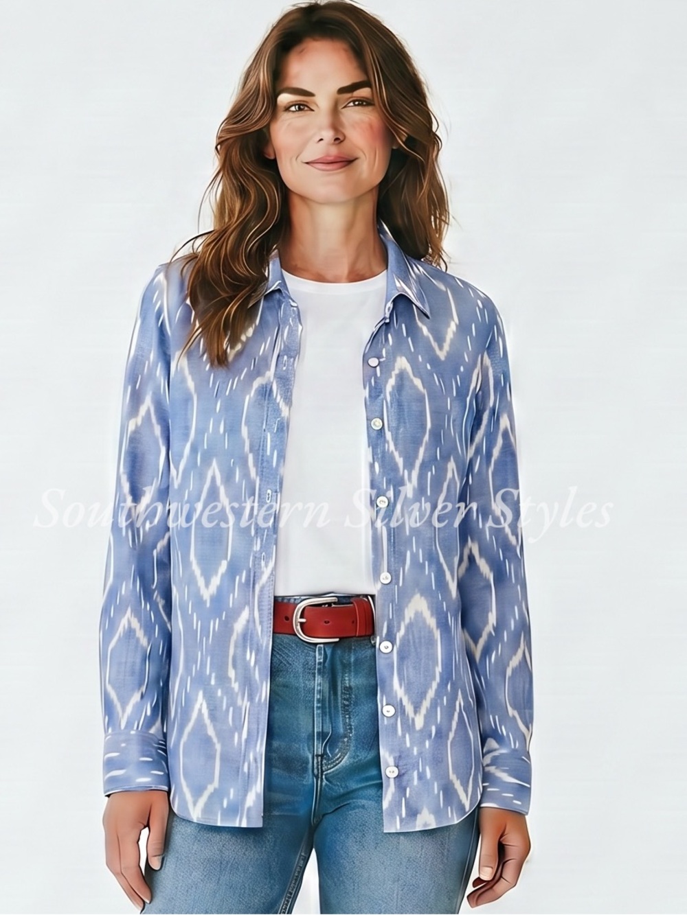 J.Crew Perfect Shirt Blue White Cotton Women’s Size 4 Button Down Long Sleeves